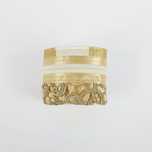 Antique Gold Lace Wrist Wallet - Cuff - Upcycled